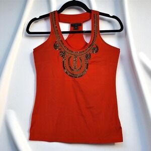 Banana Republic Embellished Tank Top Racerback Sleeveless Blouse Woman PXXS Boho